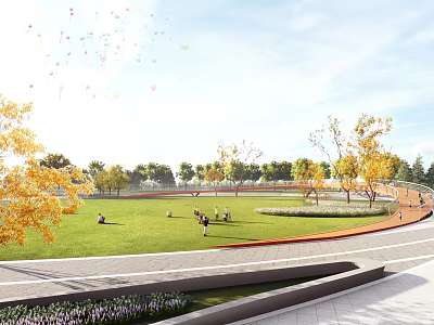 Modern Pedestrian Bridge Design In Urban Park With Green Landscape And Walkway 3d model