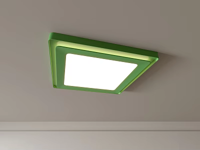 Square Green Frame Ceiling Light With White Illumination For Modern Interior Ceiling 3d model