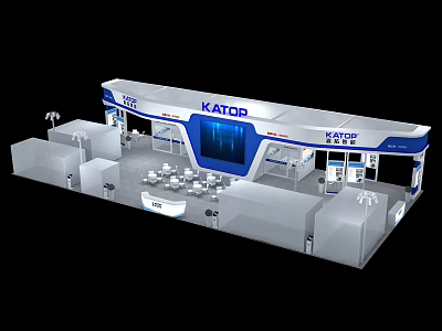 Modern KATOR Exhibition Booth With Blue Design Spacious Display And Reception Layout 3d model