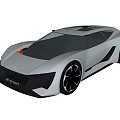 Futuristic Silver Sports Car With Sleek Design Large Wheels And Distinct Front Fascia