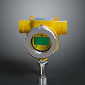 Honeywell Yellow Industrial Gas Detector With Green Display Circular Housing Mounted On Metal Pole