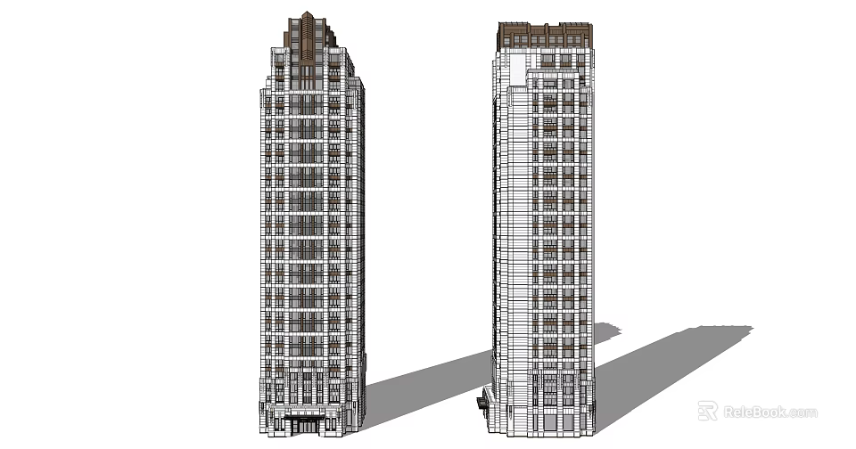 Modern Twin High Rise Office Buildings With Glass Windows And Architectural Design 3d model 