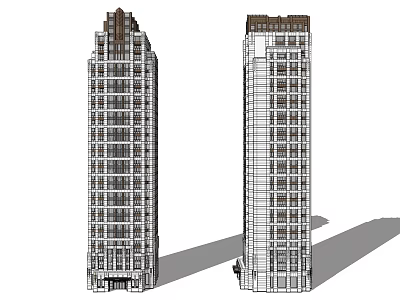 Modern Twin High Rise Office Buildings With Glass Windows And Architectural Design 3d model