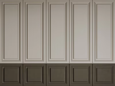 Modern Wall Paneling Interior Design With Light And Dark Gray Sleek Panels 3d model