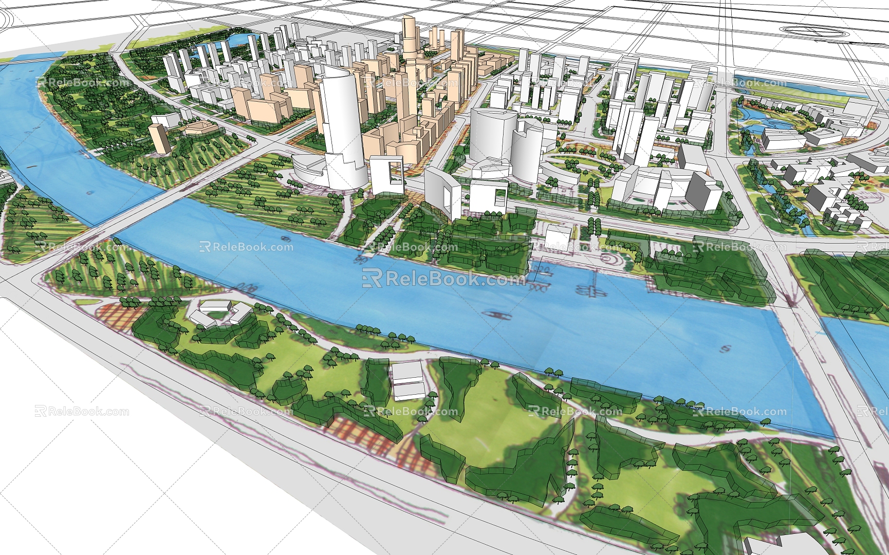 Modern Aerial View Aerial View Planning Urban Planning Urban Center model