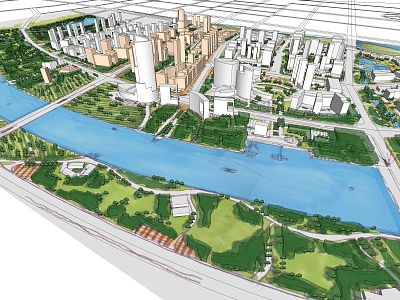 Modern Aerial View Aerial View Planning Urban Planning Urban Center model