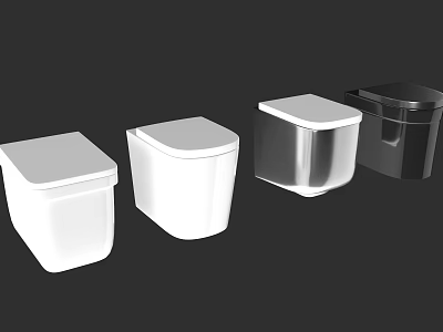 Modern Toilets in White and Black with Sleek Contemporary Stylish Design 3d model