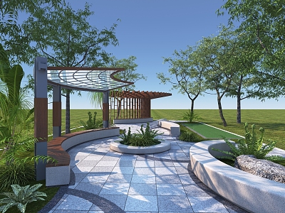 Modern Corridor Frame Pocket Park Landscape Node 3d model