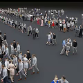 Large Crowd of People Standing and Gathering on Gray Open Surface Area