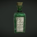 Vintage Green Glass Perfume Bottle With Cork Stopper And Classic Label Design