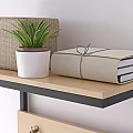 Modern Shoe Cabinet with Wooden Shelves Metal Frame for Hanging Coats Bags and Decorative Stool