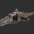 Military Helicopter With Camouflage Paint Open Side Door Radar Dome On Top And Mounted Weapons