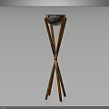 Stylish Wooden Tripod Stand With Top Container For Home Living Accessories