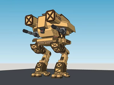 Intelligent Combat Robot With Four Legs And Mechanical Weapon Systems 3d model