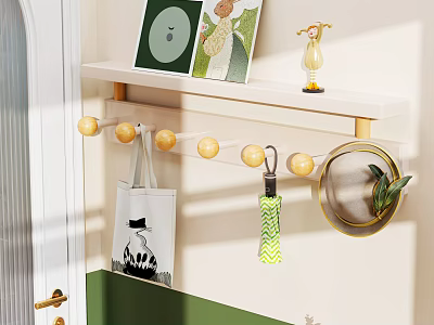Minimalist Entryway Hallway With Shelf Hooks And Decor 3d model