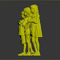 Three Children Standing Together In Casual Outfits With Gray Background