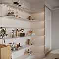 Modern Minimalist Living Dining Room Interior With Sofa Coffee Table Wooden Shelves And Rug