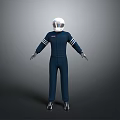 Navy Blue Coverall With White Helmet As Essential Daily Living Supplies Clothing