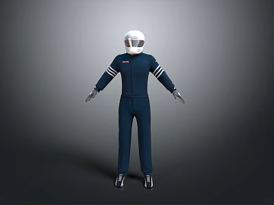 Navy Blue Coverall With White Helmet As Essential Daily Living Supplies Clothing 3d model