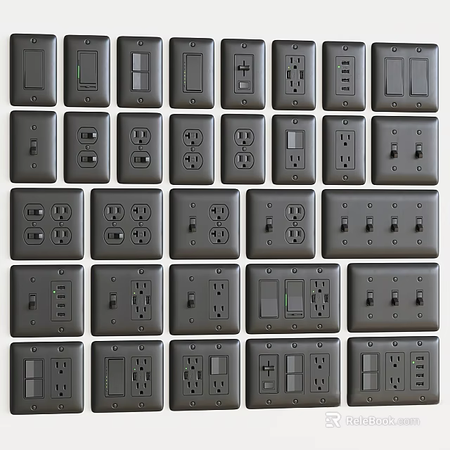 Modern Electrical Switch Plates With Various Designs Different Outlet Configurations And Home Decor 3d model 