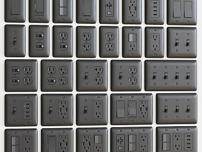 Modern Electrical Switch Plates With Various Designs Different Outlet Configurations And Home Decor 3d model