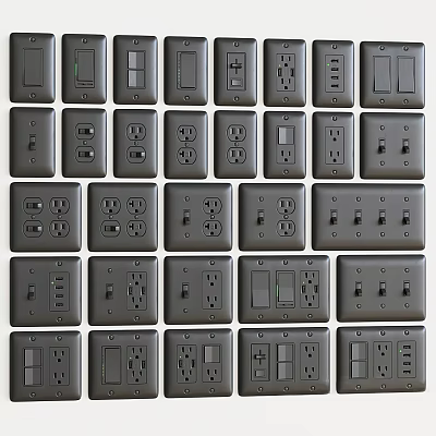 Modern Electrical Switch Plates With Various Designs Different Outlet Configurations And Home Decor 3d model