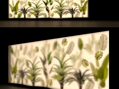 Indoor Green Plant Wall With Lush Leafy Plants And Decorative Fern Patterns 3d model