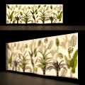 Indoor Green Plant Wall With Lush Leafy Plants And Decorative Fern Patterns