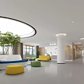 Hospital Outpatient Clinic Lobby Interior With Sofas Plants And Skylight