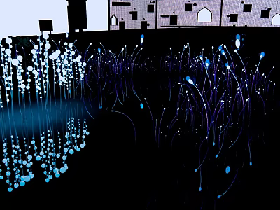 Modern Garden Landscape Design With Illuminated Plants And Lighting Elements 3d model