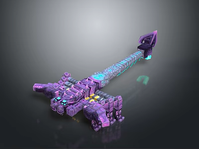 Futuristic Purple Blue Mechanical Creature With Long Body Glowing Parts And Detailed Structure 3d model