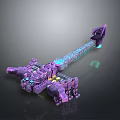 Futuristic Purple Blue Mechanical Creature With Long Body Glowing Parts And Detailed Structure