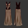 Two Elegant Long Gowns with Fitted Bodice Dark Waistband and Flowy Skirt