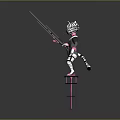 Zebra Patterned Character Pink Black Outfit Balancing On Pink Multi Level Platform With Long Pole 3d model