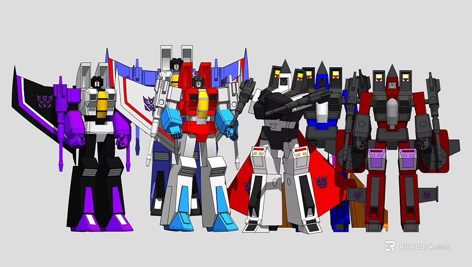 Transformers Themed Wall Decor With Colorful Character Models For Home 3d model 