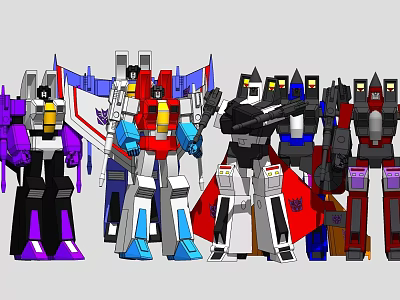 Transformers Themed Wall Decor With Colorful Character Models For Home 3d model