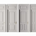 Modern Gray Hinged Doors With Various Panel Styles And Golden Handles 3d model