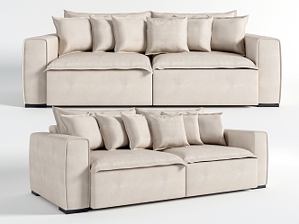 Modern double sofa multiplayer sofa 3d model