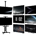 Various Modern TV Models With Different Stands And Diverse Screen Displays 3d model