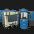 Various Hardware Water Storage Tanks with Plastic Metal Frames and Assorted Colors