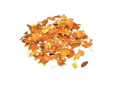 Pile of Colorful Autumn Fallen Leaves in Orange and Yellow Tones 3d model