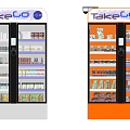TakeGo Commercial Vending Machines in Silver and Orange with Assorted Products