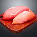Fresh Raw Chicken Breast Fillets Placed On Wooden Cutting Board For Cooking