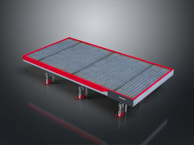 Industrial Equipment Platform Design With Red Border Metal Surface And Support Legs 3d model