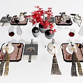 New Chinese Style Tableware Combination Dishes Knife and Fork Vase 3d model