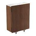 Modern Decorative Cabinet With Wooden Panels White Drawers And Glass Shelves