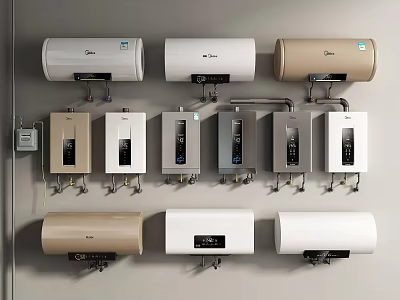 Wall Mounted Water Heaters In Various Colors And Modern Designs For Home Use 3d model