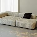 Leisure Sofa Set With Striped Design Black Cushion And Side Table In Modern Living Space