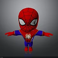 Chibi Spider Man Character In Red And Blue Costume With Spider Emblem And Outstretched Arms
