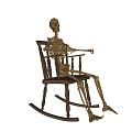 Medical Device Human Skeleton Models Sitting on Wooden Rocking Chairs for Education